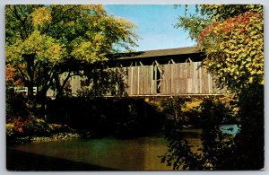 Ada Michigan~Ada Covered Bridge~Thornapple River~1950s Postcard