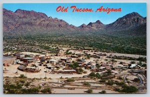 Old Tucson Arizona~Mt Park~Western Town~Birds Eye View~Desert~1950s Postcard