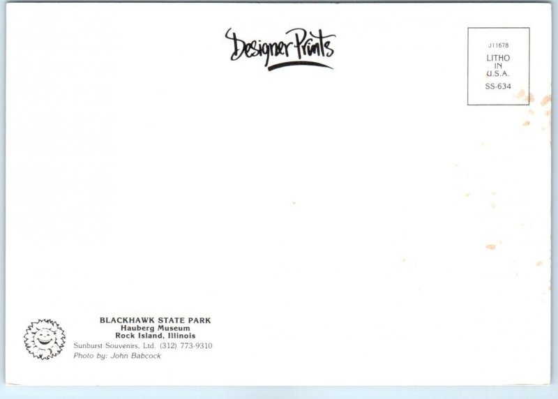 Postcard Blackhawk State ParkHauberg Museum Rock Island, Illinois