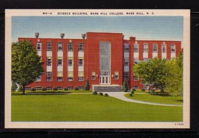  North Carolina postcard Science Bldg Mars Hill College 