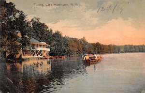 Fishing Lake Huntington New York Postcard