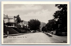 Chester West Virginia~Homes on Both Sides Residential Street~1940s Cars~B&W PC