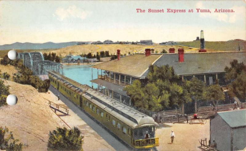 Yuma Arizona Sunset Express Railroad Train Antique Postcard K33863