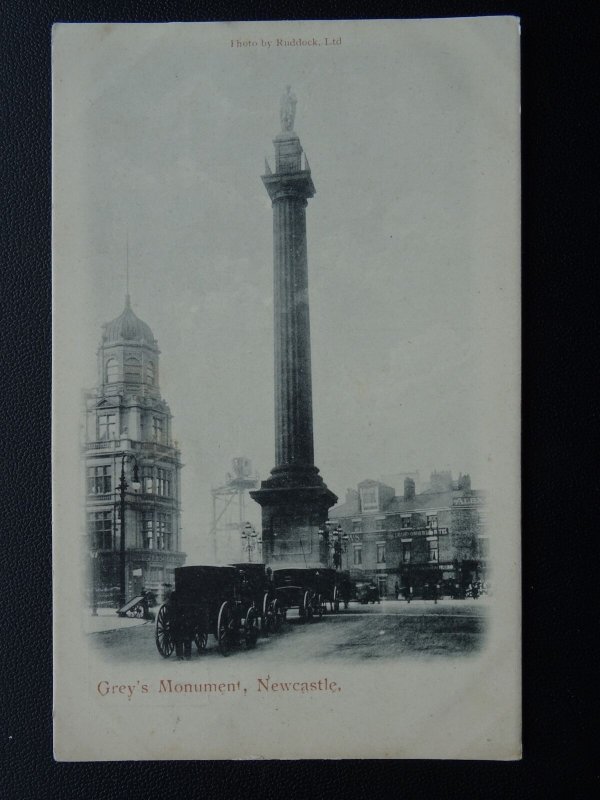 Newcastle GREY'S MONUMENT shows CONSTRUCTION OF EMERSON CHAMBERS c1903 Postcard