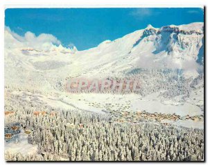 Modern Postcard Waldhaus Flims Dorf und gegen das Skigebiet von und Nagiens C...