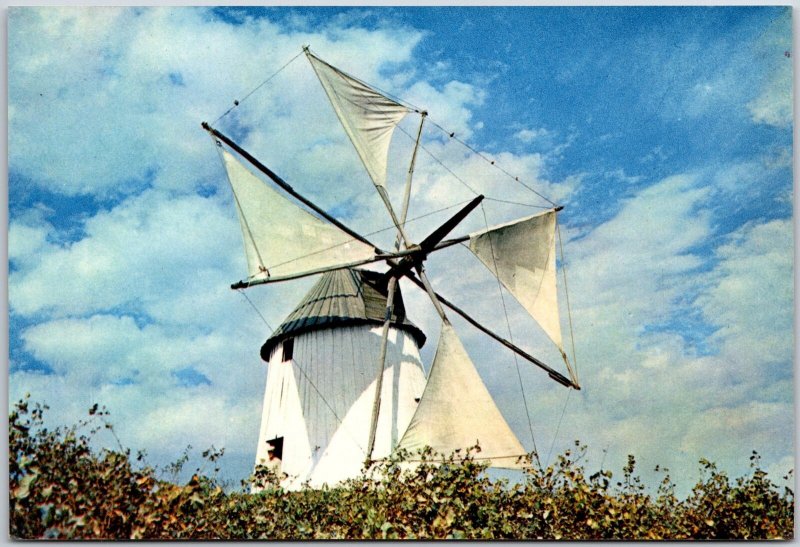 Portugal Moinho De Vento Windmill Blue Skies Postcard