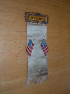 Member Pin with Ribbon, Two USA Tin Flags, Helfrecht and Wiseman Association ...