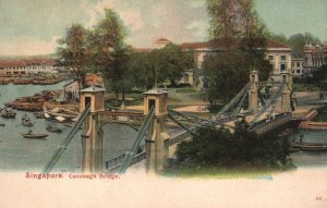 Vintage Postcard 1900's Cavenagh Bridge Suspension Bridge Singapore