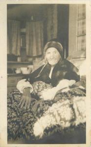 C-1908 Old Native American Indian Woman Interior RPPC Real photo 2202