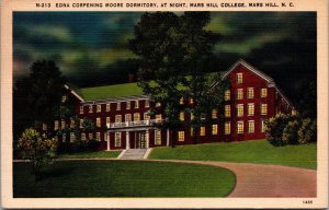 Vtg NC Mars Hills College Edna Corpening Moore Dormitory 1940s Linen Postcard