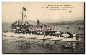 Postcard Old Boat Against destroyer Halberd