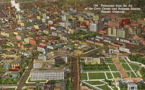 Vintage Postcard 1947 Panorama From Air Civic Center & Business District Denver