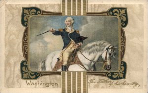 Winsch George Washington on Horse Real Silk American History c1910 PC