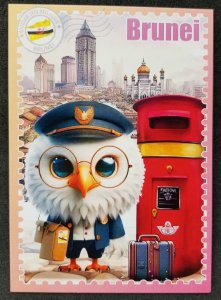 [AG] P786 Brunei Postman & Postbox Mailbox National Bird Eagle (postcard) *New