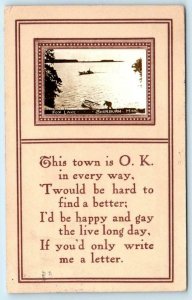 RPPC  SHERBURN, Minnesota MN ~ FOX LAKE with Verse 1912 Martin County Postcard