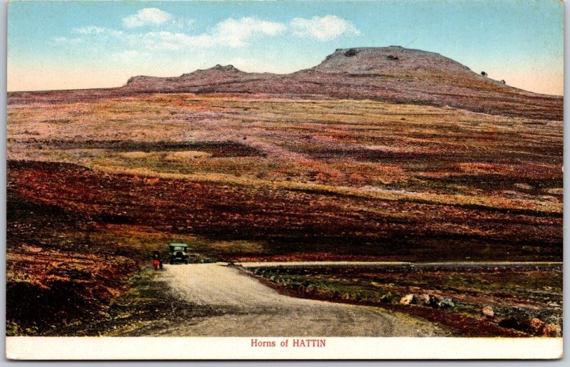 Horns of Hattin Extinct Volcano in Israel Roadway Twin Peaks Plains Postcard