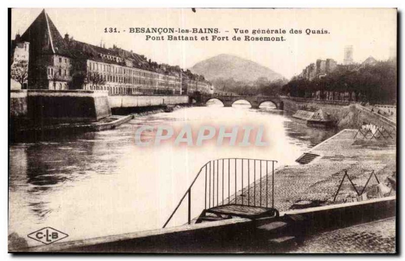 Besancon les Bains - Vue Generale Quays - Flying Bridge and Fort Rosemont - O...