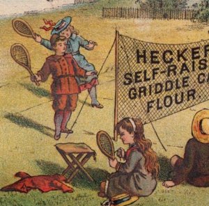 1881 Thomas P. Dever Agent Heckers Cake Flour Children Lawn Tennis P153