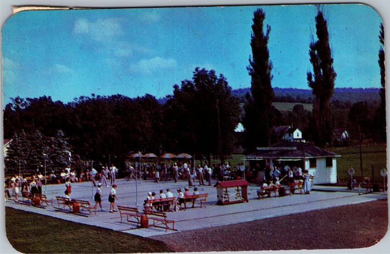 Postcard NY Maplecrest-in-the-Catskills Sugar Maples Shuffleboard Club House