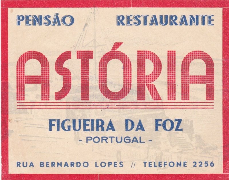 Portugal Figueira Da Foz Pensao Astoria Luggage Label sk4620