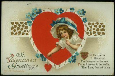 042810 CLAPSADDLE VALENTINE POSTCARD GIRL IN HEART 1910