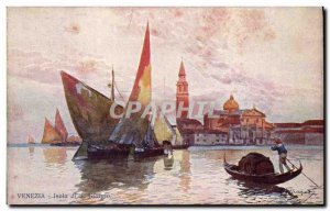 Old Postcard Isola di Venezia S Giorgio Boat