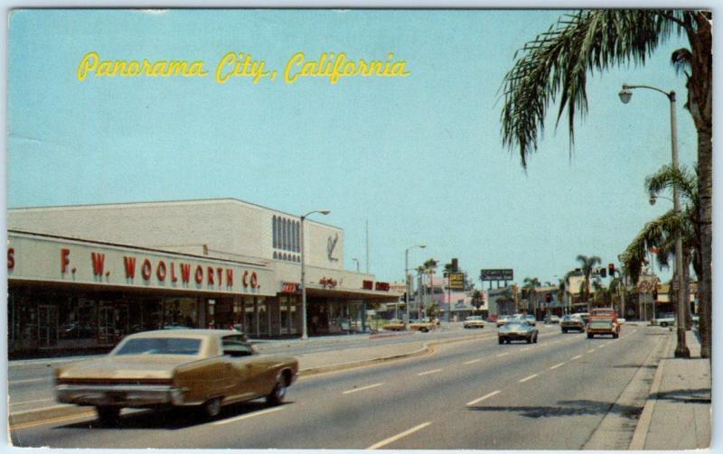 PANORAMA CITY, CA  California   STREET SCENE Woolworth's c1960s Cars  Postcard