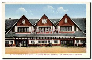 Old Postcard Deauville Fleurie Beach Train