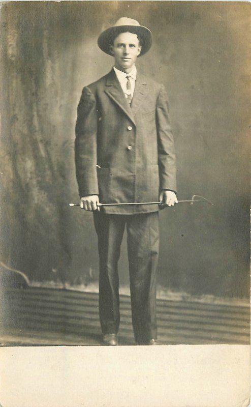 C-1910 Virgil Young man Pointer RPPC Photo Postcard 13161