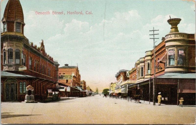 Seventh Street Hanford CA California c1915 Postcard D81