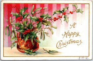 VINTAGE POSTCARD A HAPPY CHRISMTAS MAILED FROM STREET MARYLAND RARE POSTMARK