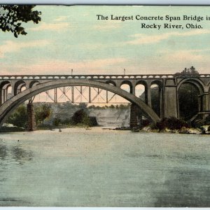 c1910s Rocky River, OH Largest Concrete Span Bridge in World Litho Photo PC A219