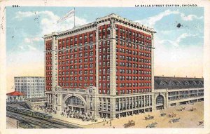 La Salle Street Railroad Depot Station Chicago Illinois 1920? postcard