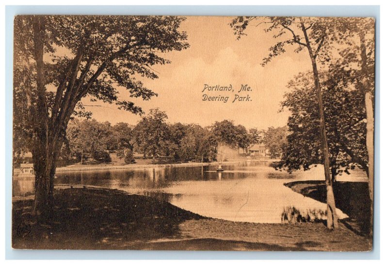 1920 River and Trees in Deering Park Portland Maine ME Posted Postcard 