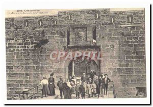 Concarneau Old Postcard The door and the ramparts of the walled city (children)