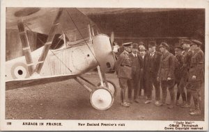 Anzacs in France New Zealand Premier's Visit Airplane Soldiers Postcard H60