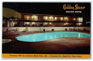 1966 Golden Steer Motor Hotel Swimming Pool St. Paul Minnesota MN Postcard