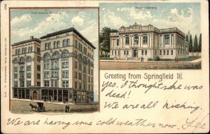 Springfield IL Odd Fellows Bldg Library c1905 Vintage Postcard