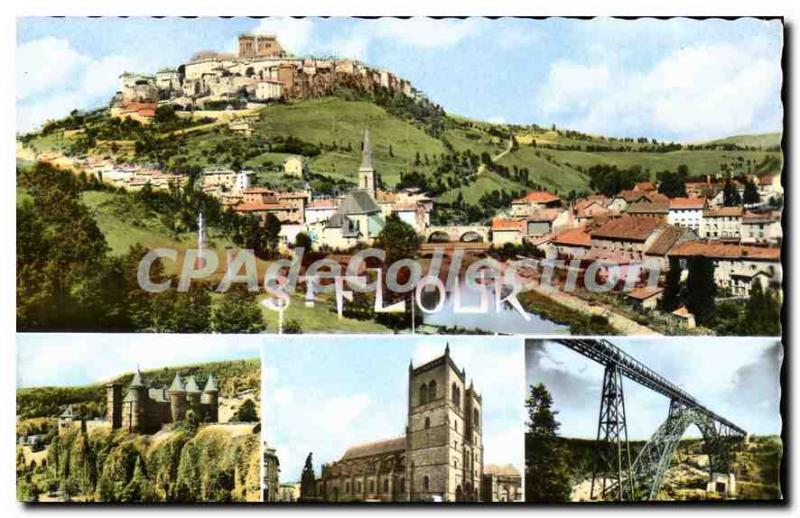 Postcard Old Saint Flour General view of Chateau La Cathedrale Sailhant Viadu...