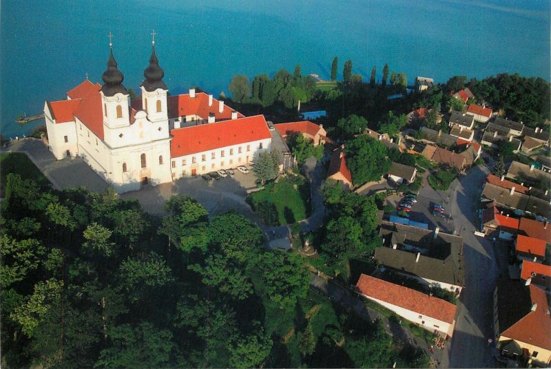 Postcard Hungary Tihany Benedictine monastery