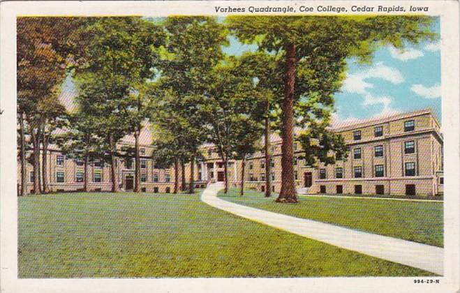 Iowa Cedar Rapids Vorhees Quadrangle Coe College 1950 Curteich