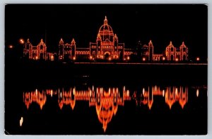 Parliament Buildings At Night, Victoria, BC, Vintage Chrome Postcard #4