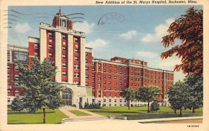 New Addition of the St. Mary's Hospital, Rochester, MN, USA 1947 light postal...