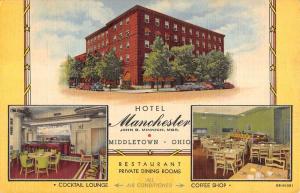 Middletown Ohio Hotel Manchester Multiview Linen Antique Postcard K19127