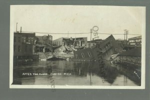 Albion MICHIGAN RPPC 1908 FLOODING Flood MAIN STREET nr Marshall Jackson Parma