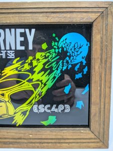 1980s Journey Escape Colored Glass Print Wood Frame Vtg Beetle Wall Rock E3