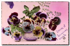 Old Postcard Happy New Year Flowers