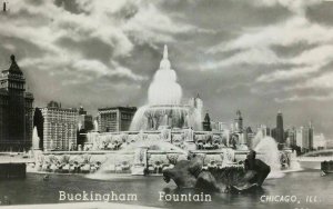 Chicago's Buckingham Fountain Real Photo Postcard RPPC Illinois