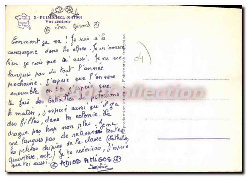 Old Postcard Puimichel general view