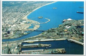 Postcard - Beautiful aerial view of the Long Beach Harbor - Long Beach, CA